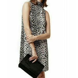 Topshop Sleeveless Leopard Print Shift Dresd